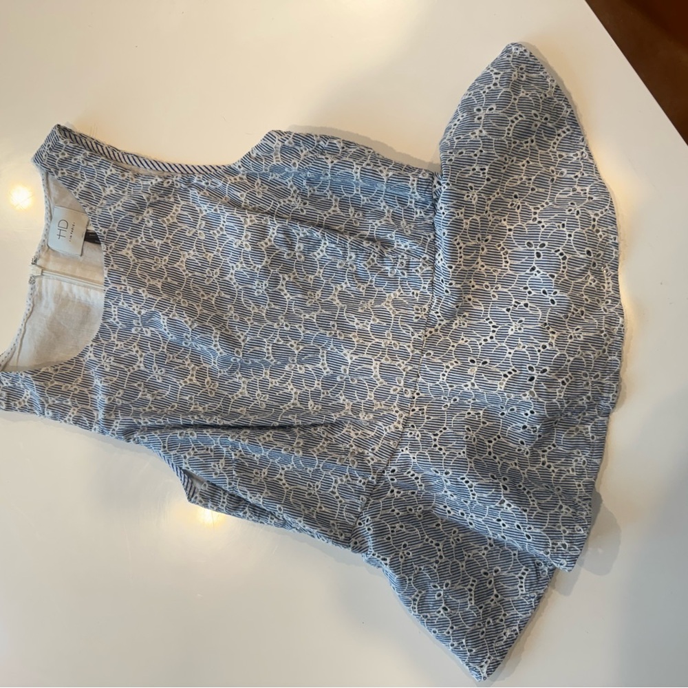 HD in Paris Blue and White peplum top